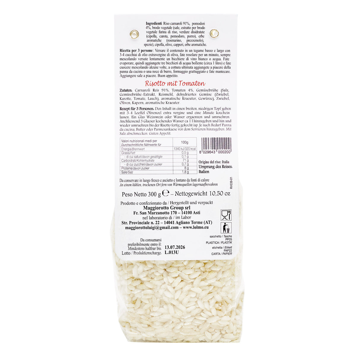 Lálmo Risotto al Pomodoro Tomaten