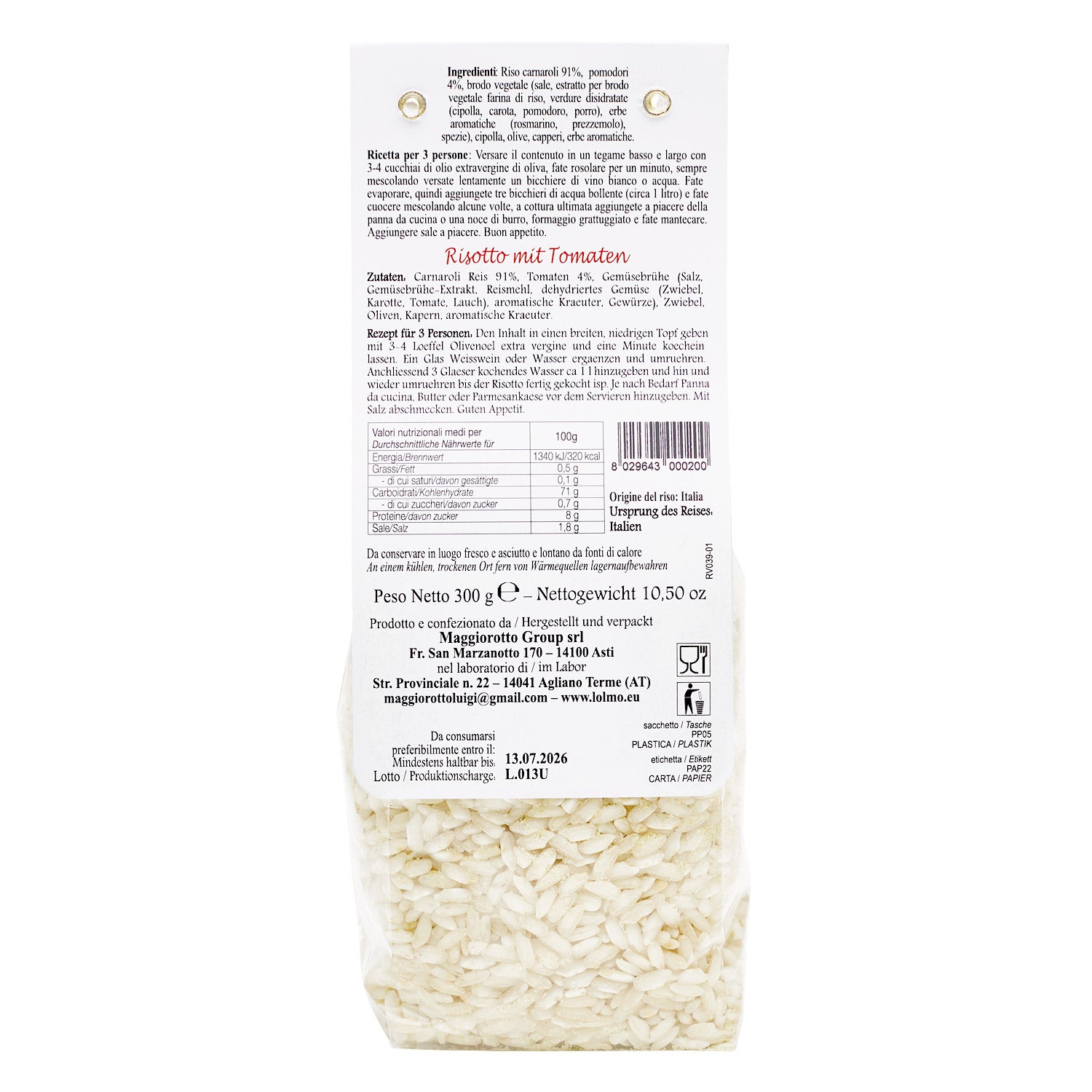 Lálmo Risotto al Pomodoro Tomaten