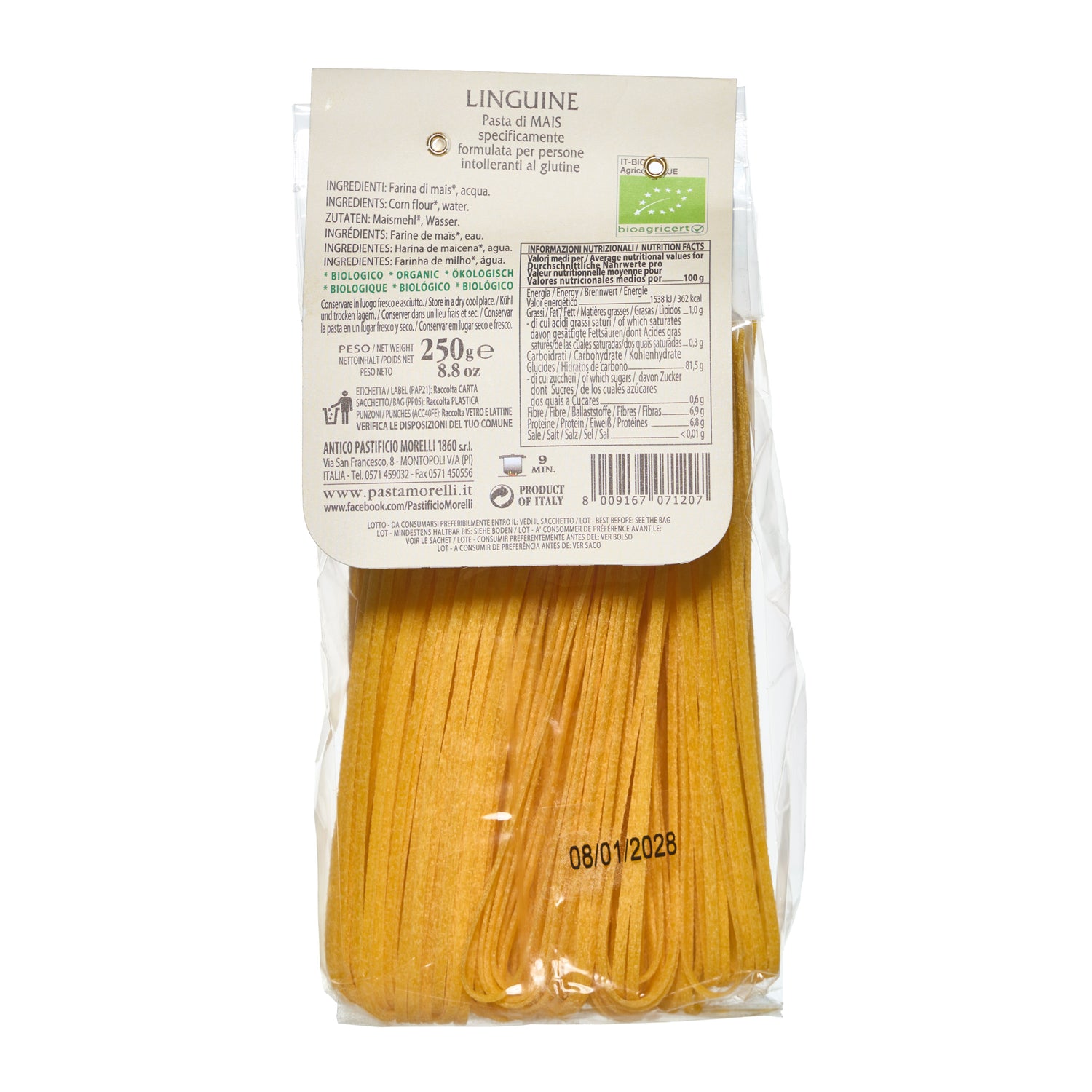 Morelli glutenfreie Pasta die Mais Linguine
